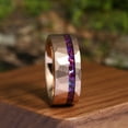 thumbnail image 2 of Hammered Amethyst Ring Rose Gold Tungsten Ring Men's Wedding Ring Anniversary Ring Engagement Ring Promise Ring 8mm, 2 of 6