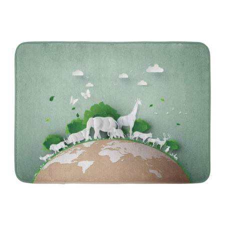 GODPOK Planet Green Earth World Wildlife Day with The Animal in Forest and Digital Craft Style Protection Wild Rug Doormat Bath Mat 23.6x15.7 (Best Wildlife In The World)