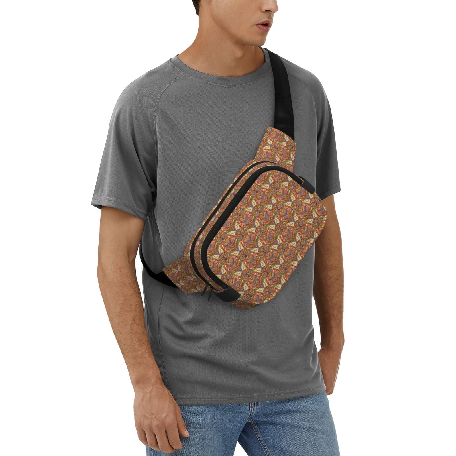 Picia Owl Mandala Print Square Double-Layer Waist Bag Mini Adjustable Waist Belt Bag Exercise Running Travel Hiking