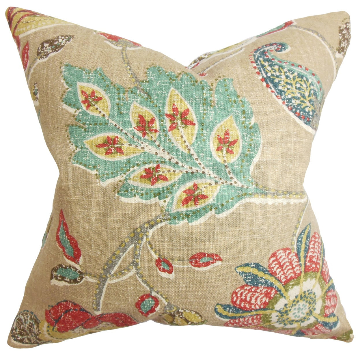 The Pillow Collection Jora Floral Red Down Filled Throw Pillow