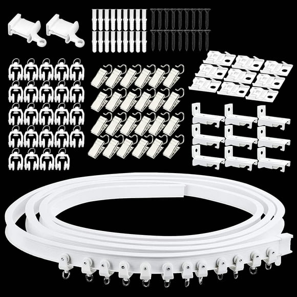 shiyou-Ceiling Curtain Track, Curved Curtain Track Ceiling Mount Flexible Ceiling Track with Curtain Track System, Alloy Plastic Ceiling Track Room Divider For Bay Window Bunk Bed RV Curtain (3Meters