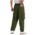 thumbnail image 3 of Mens Casual Baggy Cargo Pants Stretchy Sweatpants Loose Fit Drawstring Hiking Workout Joggers With Multi Pockets, 3 of 6