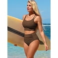 thumbnail image 6 of Sociala Women's Sporty Two Piece Swimsuit Ribbed Tummy Control Bathing Suit with Pockets High Waisted Bikini Sets, 6 of 7