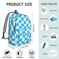 thumbnail image 5 of Cyan and White Wavy Checkered Pattern Backpack for School, Cute School Bag with Adjustable Shoulder Straps and Padded Back, 15.7"x11.8"x5.5", 5 of 5