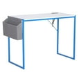 thumbnail image 5 of JJS Small Computer Desk Simple Style Writing Desk for Small Spaces 40 Inch Home Office Modern Student Study Laptop Writing Table with Storage Bag USB Hub, White/Blue, 5 of 7