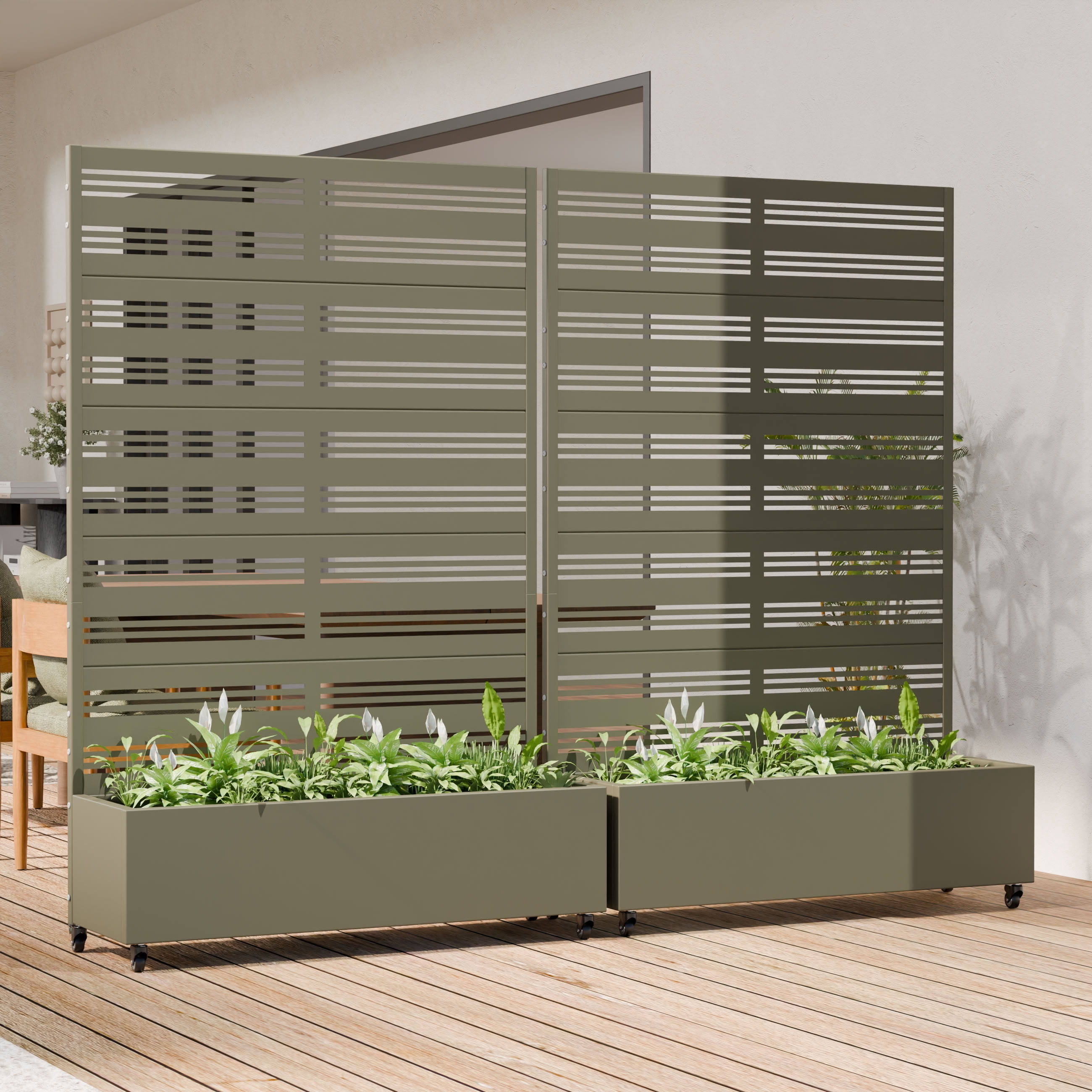 MAYEERTY 72*47in Outdoor Metal Planter Box, All Weather Metal Planter, Contemporary Raised Garden Bed for Patio, Balcony, Garden