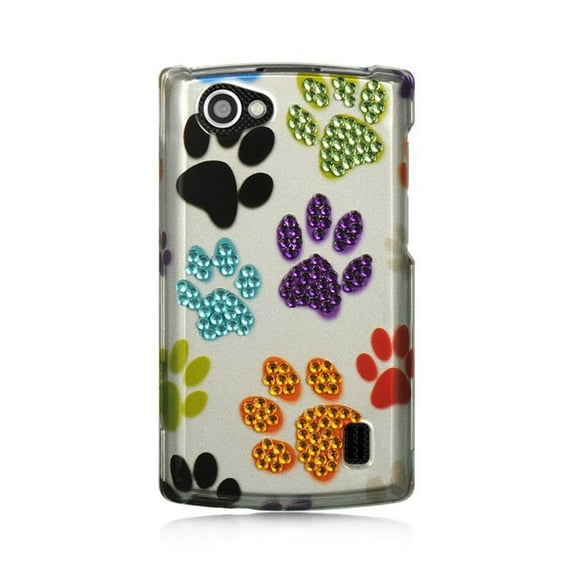 DreamWireless Dog Paws Rubberized Hard Snap-in Case Cover For LG Optimus M+ MS695, White/Purple