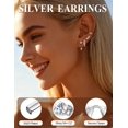 thumbnail image 2 of VEEDOFA 4-Pair Silver Earrings Set for Women, CZ Huggie Hoops & Studs, Silver Plated, 2 of 6