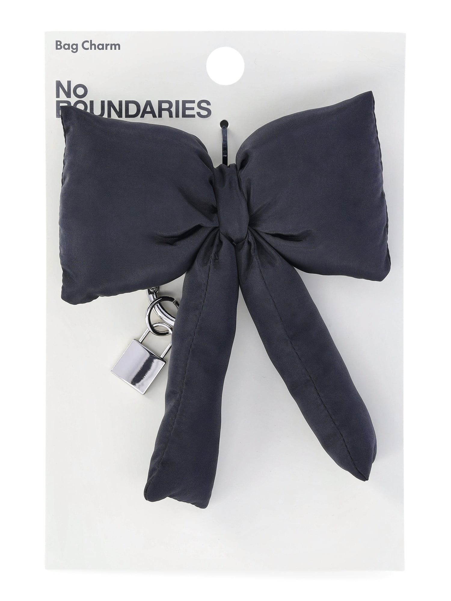 No Boundaries Women's Bag Charm, Black Puffer Bow