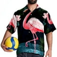 thumbnail image 4 of Flamingo Tropical Rainforest Men's Short Sleeve Casual Printed Button Down Beach Shirts, 4 of 6