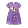 thumbnail image 2 of HWJAD 2-7T Baby Girls Summer Dress Flower Unicorn Toddler Cotton Layered Tutu Dress Tulle Dresses Princess Party Dress 1-Piece, 2 of 8