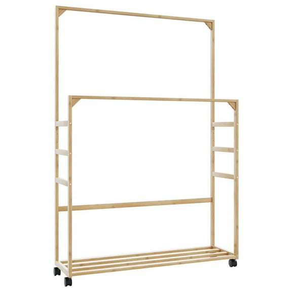 vidaXL Clothes Rack with Shelves and Wheels 35.4"x13.8"x61" Bamboo
