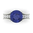thumbnail image 2 of 3.39 ct Brilliant Round Cut Tanzanite 18K White Gold Solitaire with Accents Engagement Bridal Wedding Ring Band Set size 4.25, 2 of 7