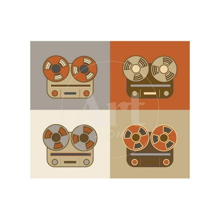 Retro Reel to Reel Tape Recorder Icon Print Wall Art By