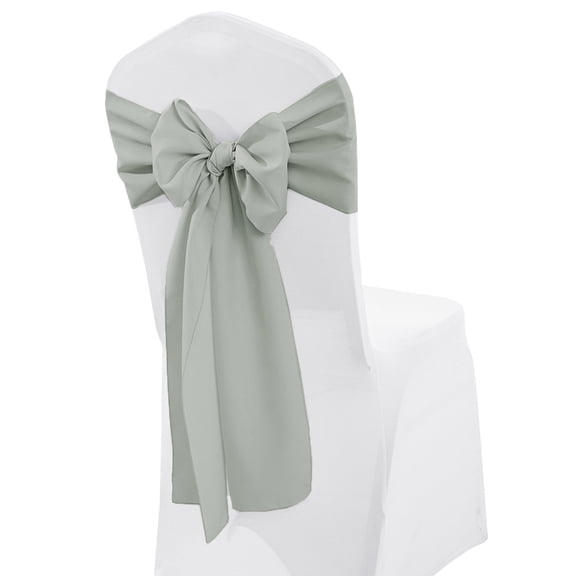 Wedding Linens Inc. (10 pcs) 8" x 108" Polyester Premium(200 GSM) Cotton Chair Sashes for Wedding, Events, Party Décor use - Silver