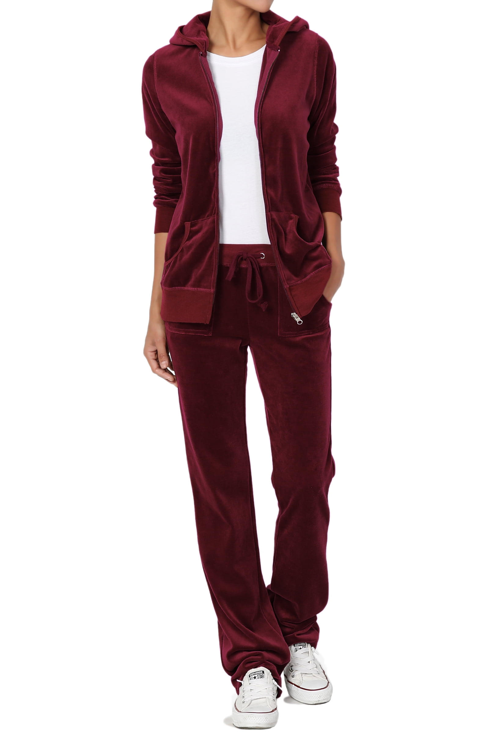 TheMogan Velour Tracksuit Set OR Velvet Sporty Casual Zip Hoodie Jacket OR Sweat Pants