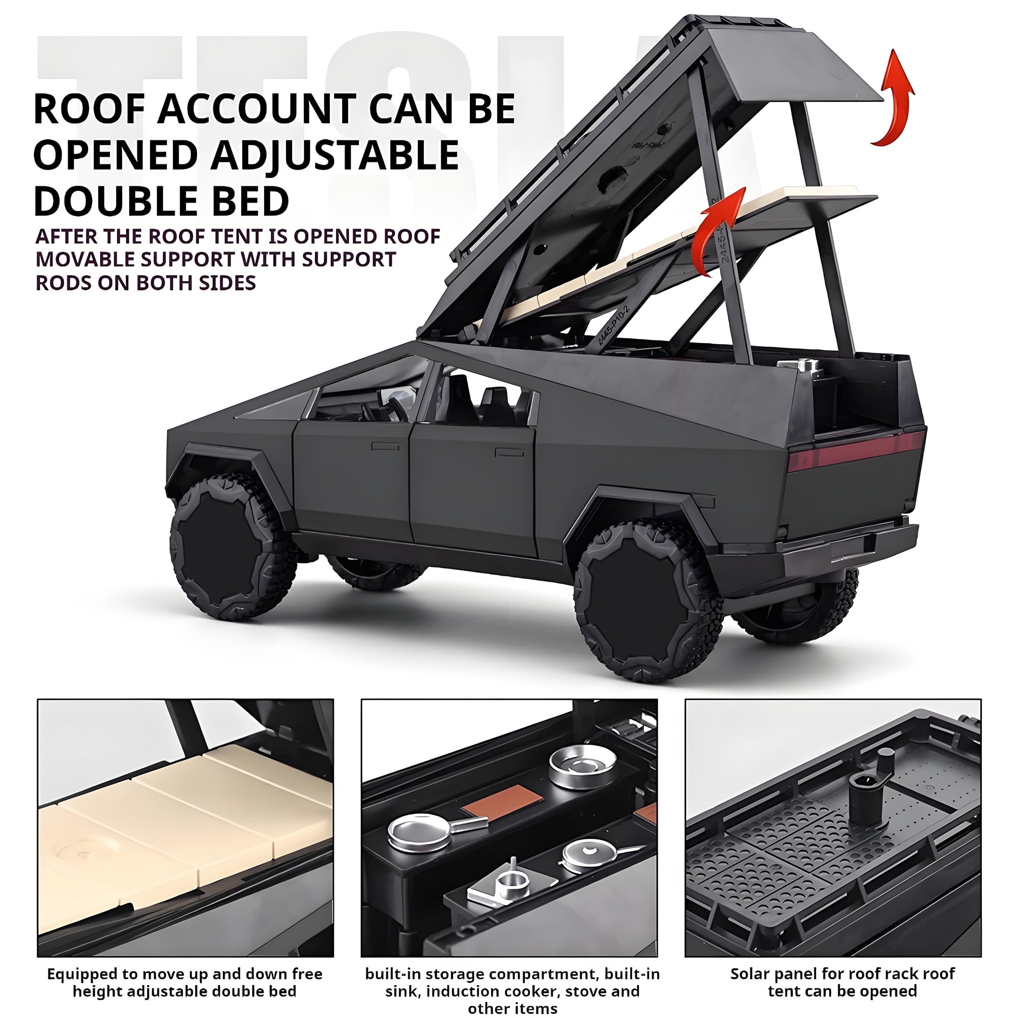 Anmyjuly 1/24 Camping Rv Car Model Toys,Pickup Truck Model with Sound and Light Function, Suitable Gifts, Decorations, Collectibles,Gray