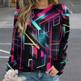 thumbnail image 2 of Sweatshirt For Womens Crewneck Geometric Lattice Hoodies Teen Girls Cute, 2 of 7