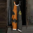 thumbnail image 2 of JULMCOMO Cotton Linen Jumpsuits for Women Halloween Pumpkin Printed Plus Size Spaghetti Strap Jumpsuits Funny Print Costume Holiday Overalls Army Green L, 2 of 5