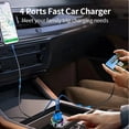 thumbnail image 2 of weibbin Plastic 4 Port 60W Fast Car Charger USB C Auto Adapter for Phone Tablet Black, 2 of 9