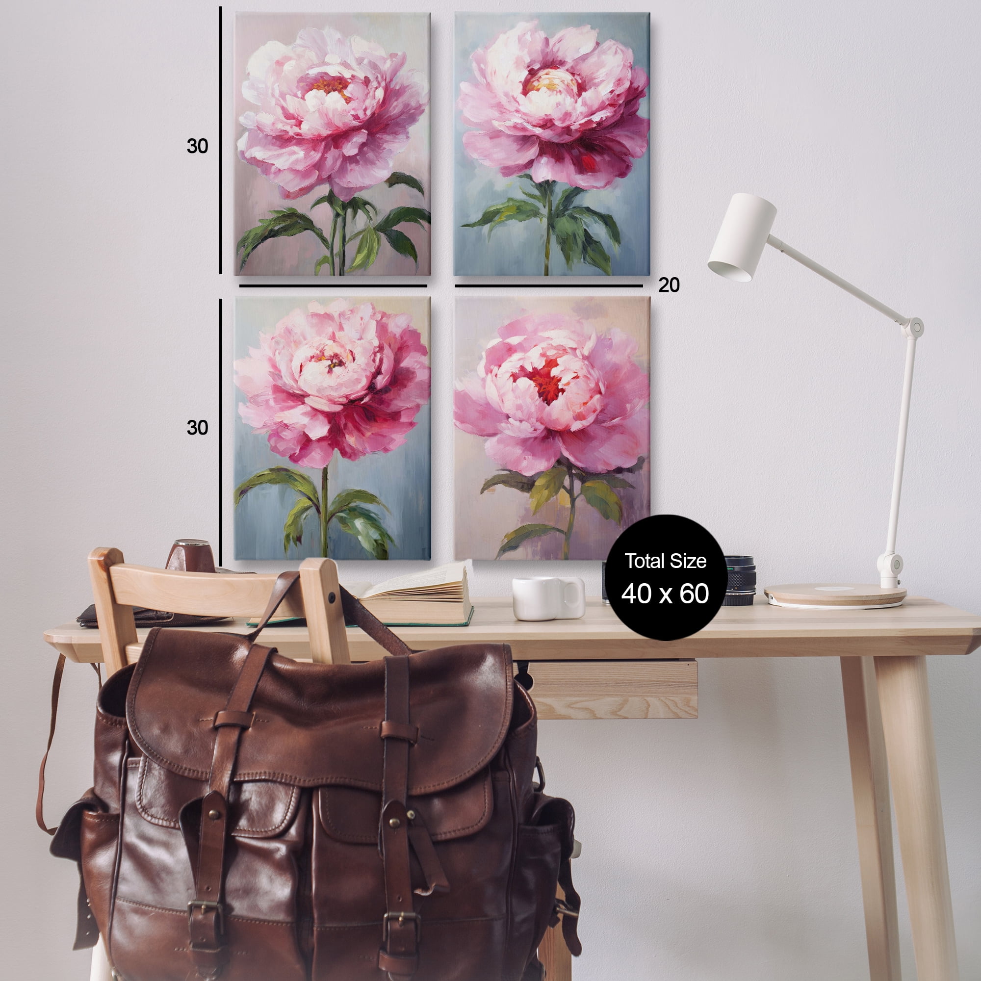 Stupell Industries Flushed Pink Florals Plants & Flowers Painting Wrapped Canvas Art Print Wall Art, 20 x 30, Set of 4