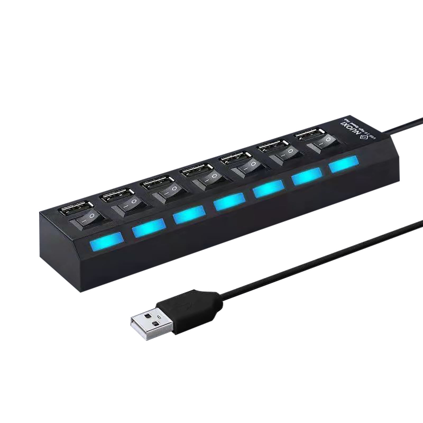 Port USB Hub Splitter 7 Port USB 2.0 Hub for Laptop USB Port Expander with On/Off Individual Compatible for All USB Device