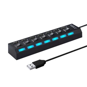 Port USB Hub Splitter 7 Port USB 2.0 Hub for Laptop USB Port Expander with On/Off Individual Compatible for All USB Device