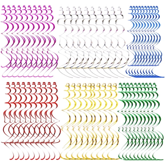 60pcs Mixed Color PVC Hanging Swirls, Spiral Party Streamers for Birthday & Holiday Ceiling Decor