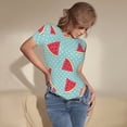 thumbnail image 5 of Daiia Watermelon print Women's Crew Neck Short Sleeve Bodysuit Fashion Tops Fit Casual Basic Extender Bodysuit-Large, 5 of 9