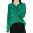 thumbnail image 2 of ZHOGXU Women's Cardigan With Hood Long Sleeve Open Front Buttons Solid Color Knit Lightweight Comfortable Loose Fit Coat Jacket For Casual Daily Wear Green Xl, 2 of 7