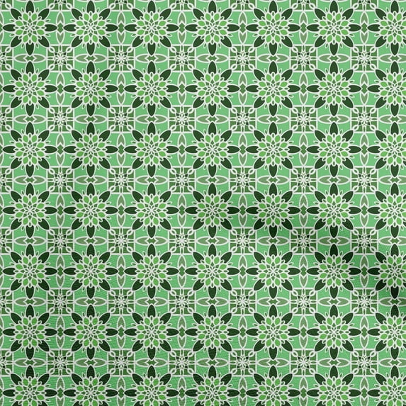 oneOone Cotton Poplin Twill Green Fabric Arabic Moroccan Sewing Material Print Fabric By The Yard 56 Inch Wide