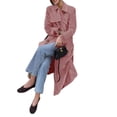 thumbnail image 6 of Spring Fall Long Sleeved Women Casual Faux Suede Coat Double Breasted Long Trench Coat with Belt, 6 of 7