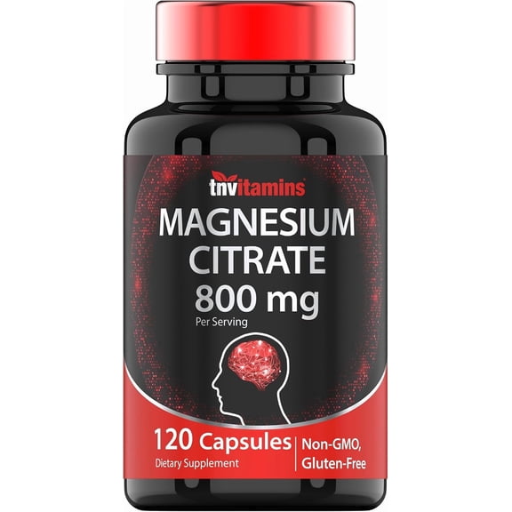 TNVitamins Magnesium Citrate Capsules Dietary Supplements 800mg Digestive Muscle Nerve Mineral Intake Cardiovascular Joint Health Adults NON GMO, 120 Count