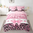 thumbnail image 2 of Manfei Polka Dot Bow-tie Twin Bedding Sets 7-Piece for Teen, Kawaii Princess Bedding Comforter Set, Fashion Leopard Cheetah Print Reversible Sheet Sets, Breathable Home Decor, 2 of 7