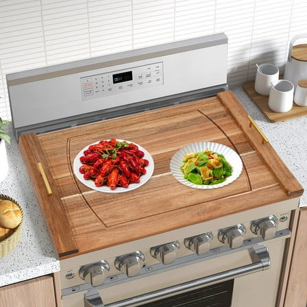 DENEST Wood Stove Top Cover Noodle Board Stove Covers with Built-in Handles 30*22in