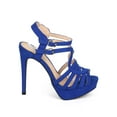 thumbnail image 2 of Qupid EE16 Women Suede Peep Toe Strappy Platform Slingback Stiletto Sandal - Cobalt Blue (Size: 8.5), 2 of 5