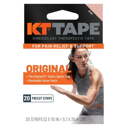 KT Tape - Elastic Sports Tape Strips, precut, Beige, 20 Count