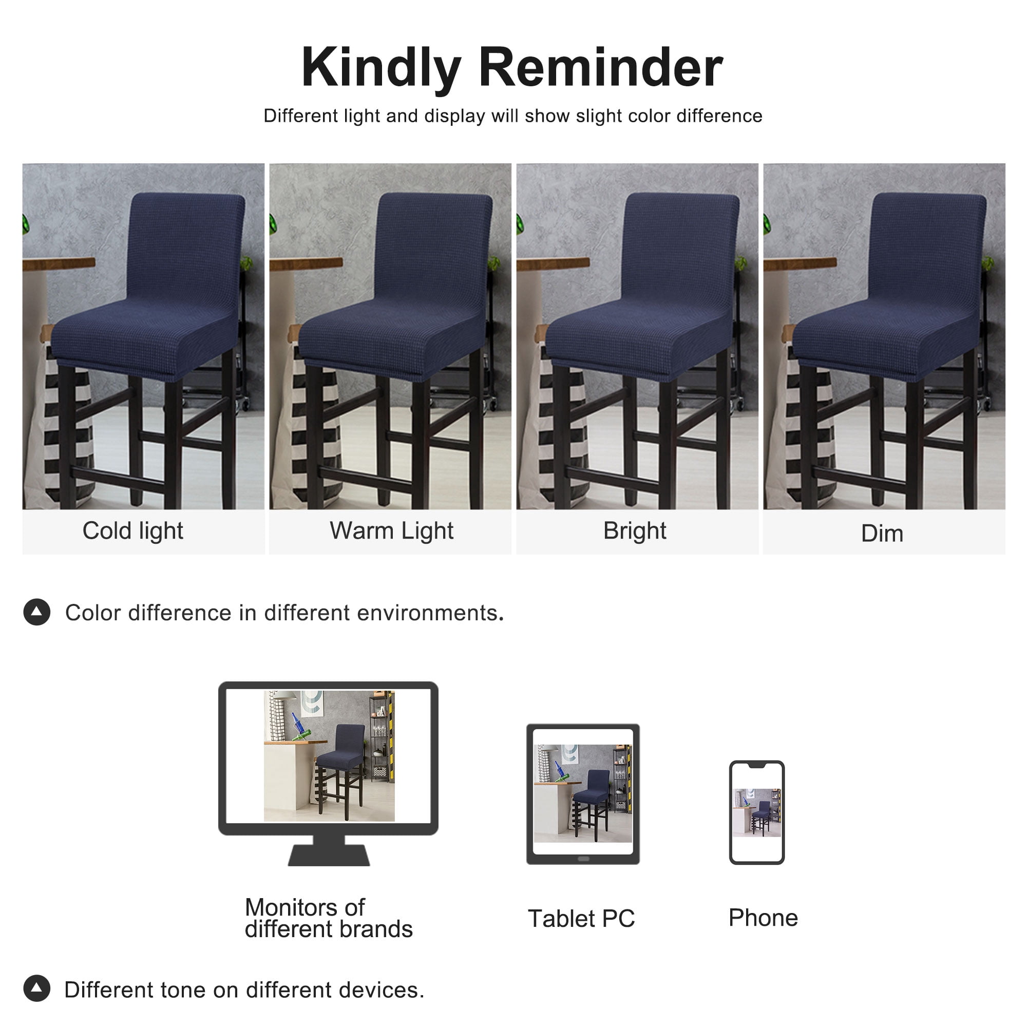 Unique Bargains Polyester Stretch Bar Stool Covers Elastic Band Mid Back Chair Slipcover Navy 4 Pcs