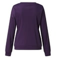 thumbnail image 3 of Aayomet Tops For Women Women's Long Sleeve Round Neck Elbow Patched Color Block Stripe Shirt Tops,Purple XL, 3 of 5