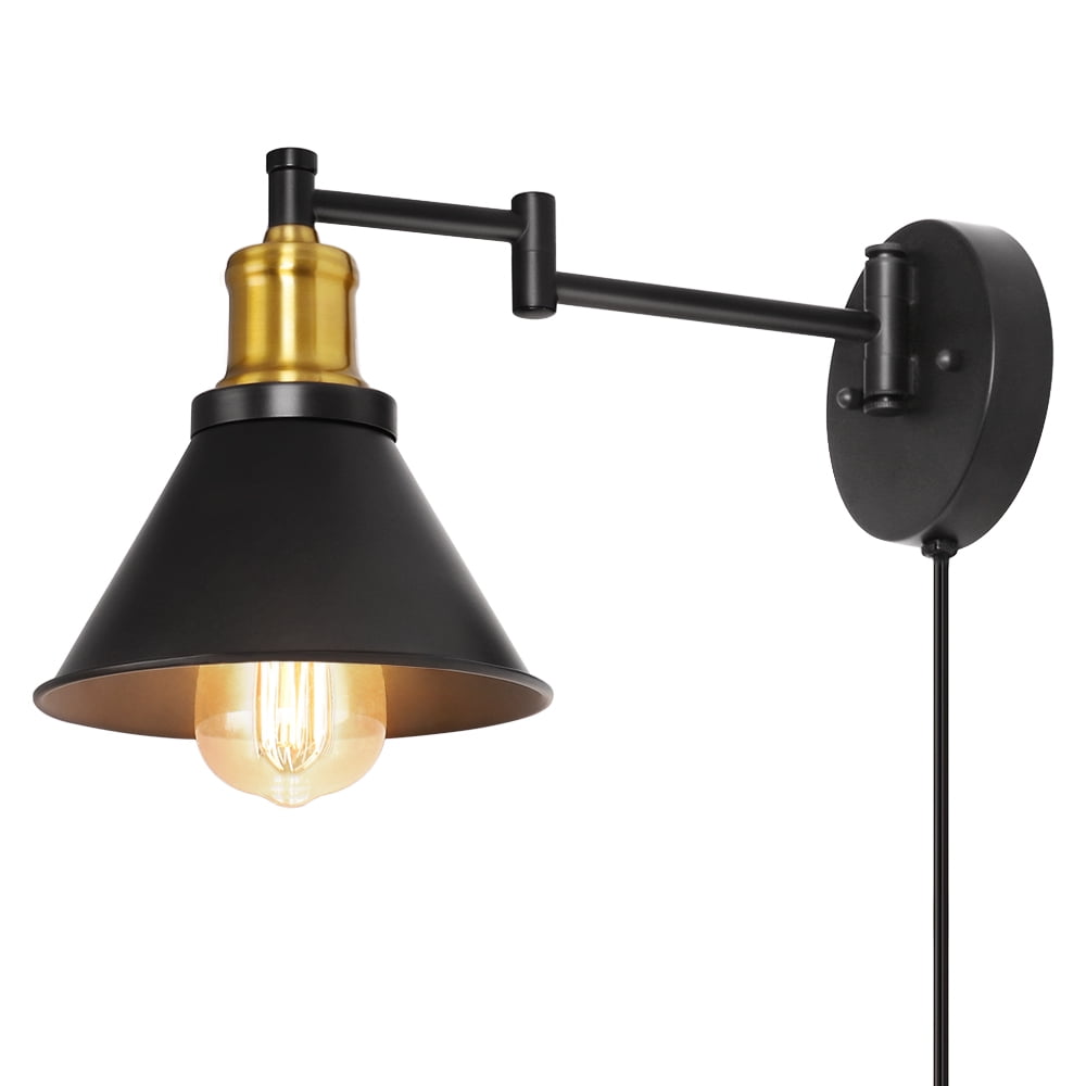 Wadavr Swing Arm Wall Lights Fixtures with Plug in Cord Wall Sconce with Switch