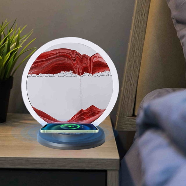 SuoKom Magnetic Wireless Charging, Rgb Colorful Multi-Mode Quicksand Painting Night Light, Ambient Lighting Decoration, Quicksand Table Lamp for Living Room(10Ml)