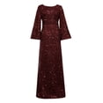 thumbnail image 5 of Dresses for Women Boho Skirts for Women Stunning Women's Evening Dress Elegant Formal Dress V Neck Design Flared Sleeves Bodycon Sequin Detail for and Wedding Guests, 5 of 6