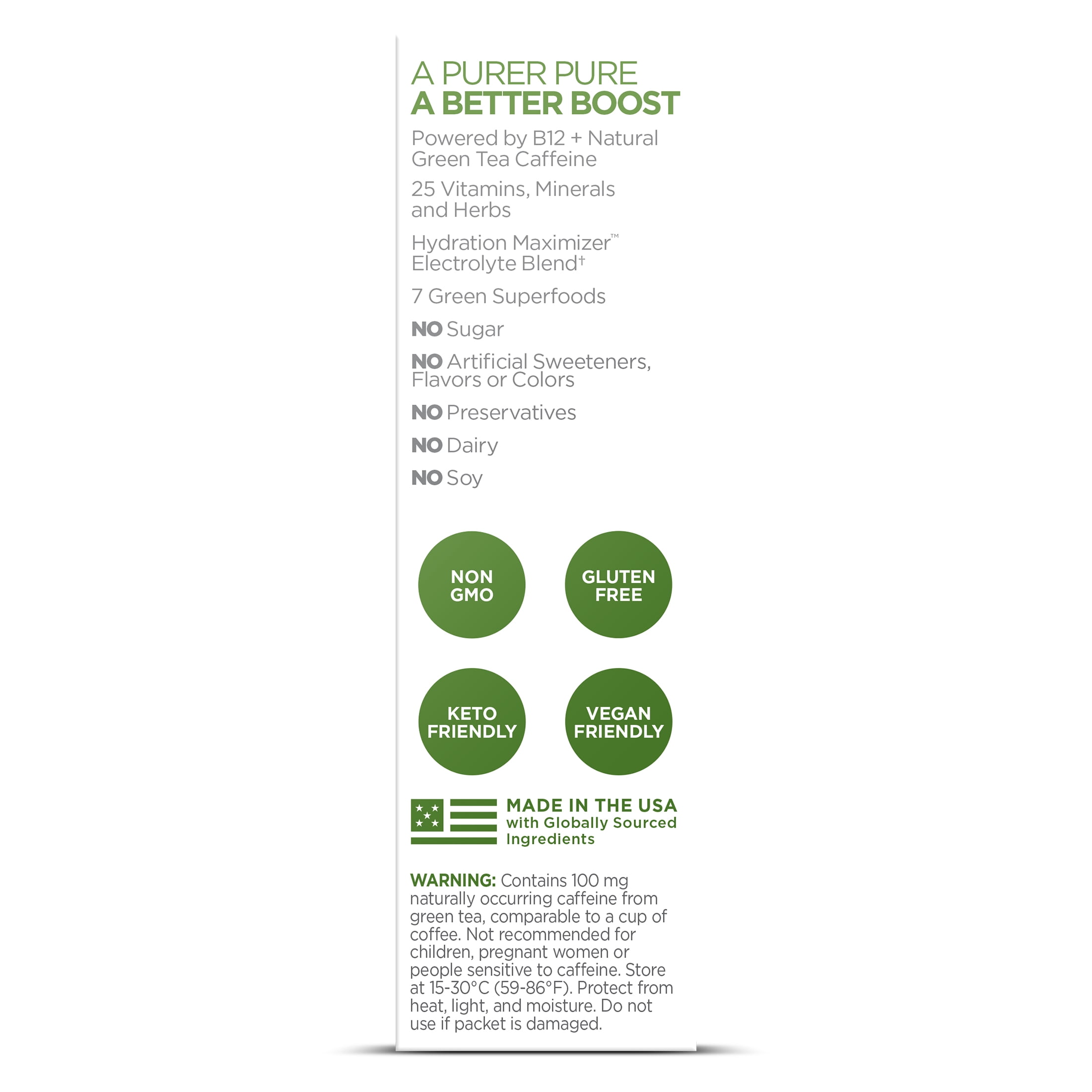 Pureboost Clean Green Superfood Energy, Green Mojo, 6 Ct, Powder Packet Drink Mix