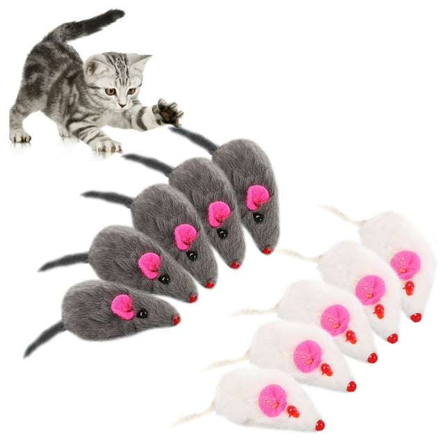 10PCS Mice Toy Interactive Funny Cat Toy Squeaky Toy Training Toy for Pet Kitten