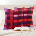 thumbnail image 4 of Pack of 2 Outdoor Pillow Covers 16x16 Inch Waterproof Red Purple Throw Pillow Covers,Decorative Couch Pillow Case Sham Striped Plaid Modern Abstract Oil Painting Patio Pillowcases Cushion Cover, 4 of 8