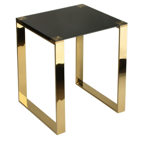 Cortesi Home  Remini Black/Goldtone Tempered Glass/Metal End Table