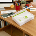 thumbnail image 5 of CuiLiyq Plastic Storage Containers for A4 File, 8.6" x 6.1" Clear Plastic Storage Box with Flap Lid for Office Student Study Supplies, Stackable Storage Bin, 5 of 6