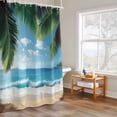 thumbnail image 6 of Coconut Tree Shower Curtains for Bathroom, Beach Blue Sky Sea Washable Fabric Shower Curtain with Hooks Waterproof Bathroom Decor Sets, 72 x 78 Inches, 6 of 9