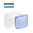 thumbnail image 4 of Silicona Alimentos Almacenamiento Bolsa 3 uds, Reutilizables Congelador Bolsas Silicona Contenedores Snack Bolsas para Comida Carne Fruta Verduras-Blanco+Azul+Gris (S+M+L), 4 of 5
