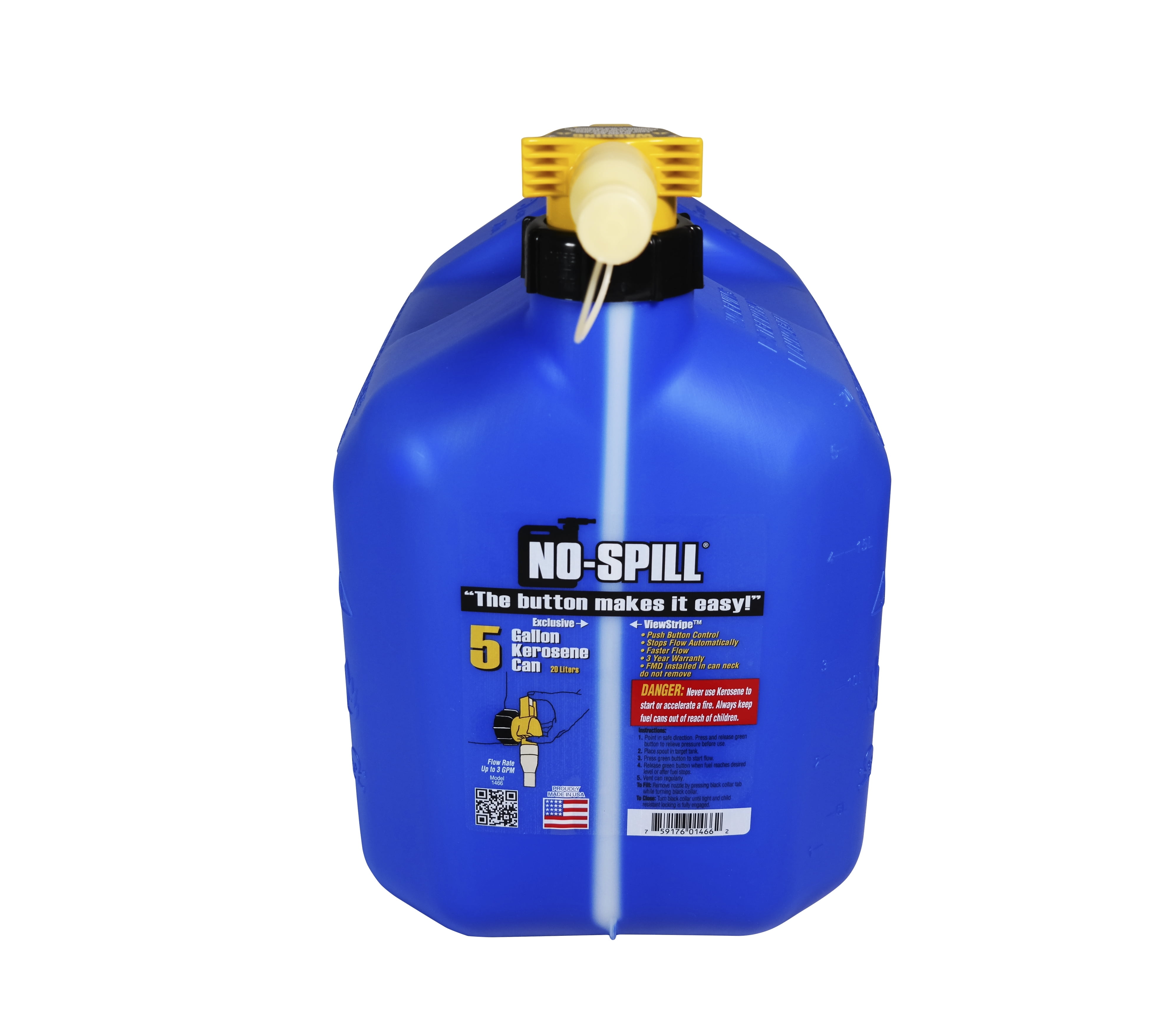 No-Spill 1456 5-Gallon Poly Kerosene Can, CARB & EPA Approved